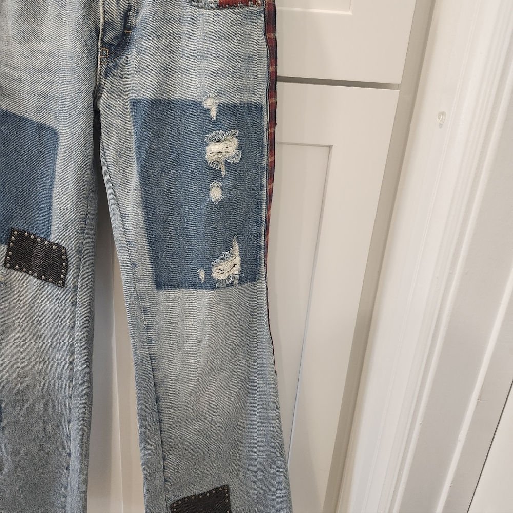 Free People We The Free Patchwork Flare Jeans - Picture 6 of 12